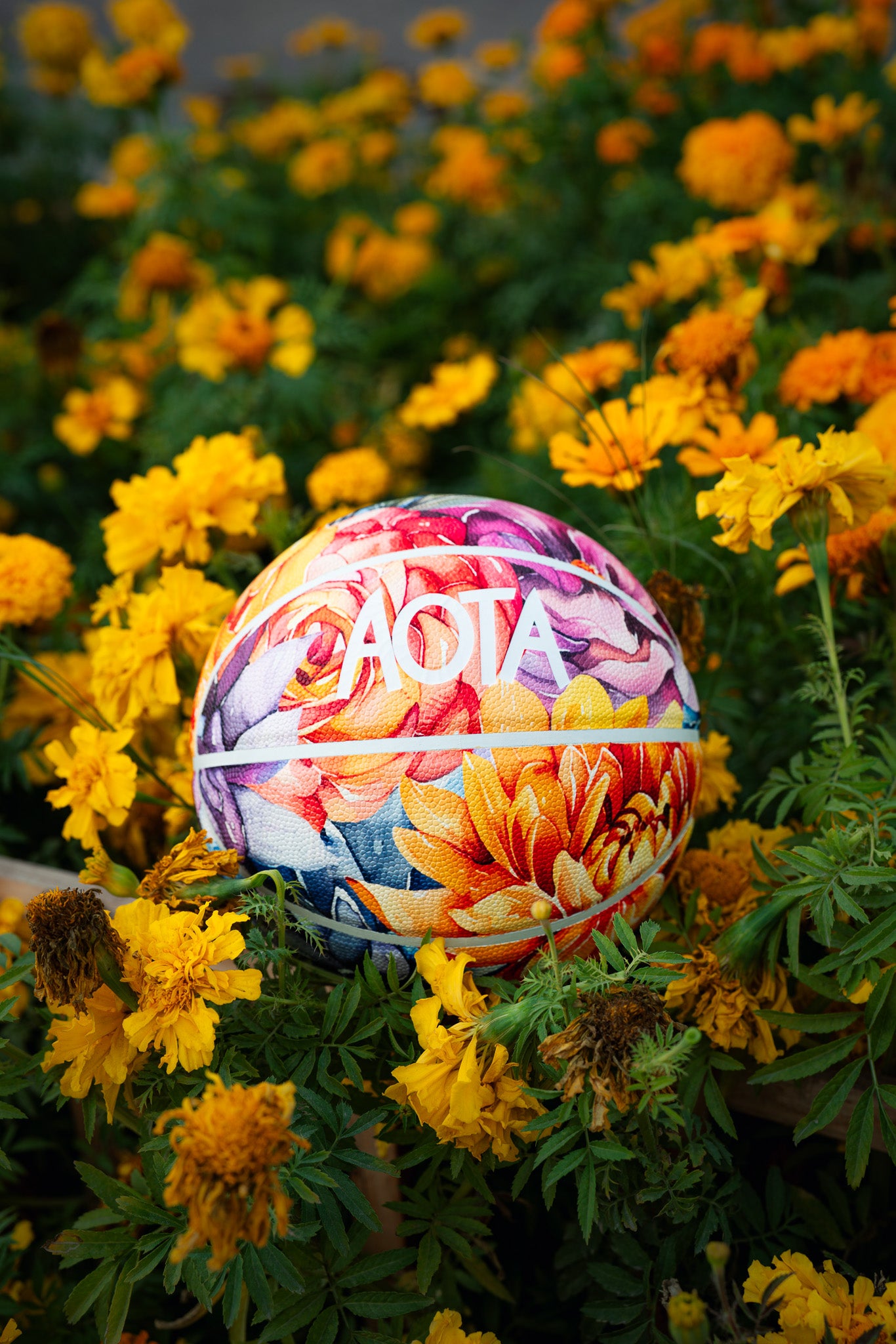 YELLOW FLORAL BASKETBALL