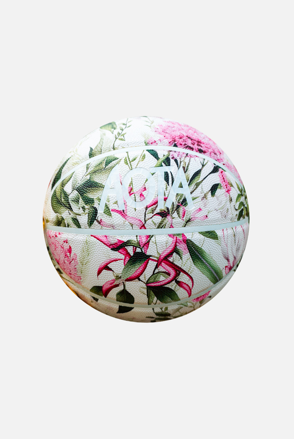 WHITE & PINK FLORAL BASKETBALL