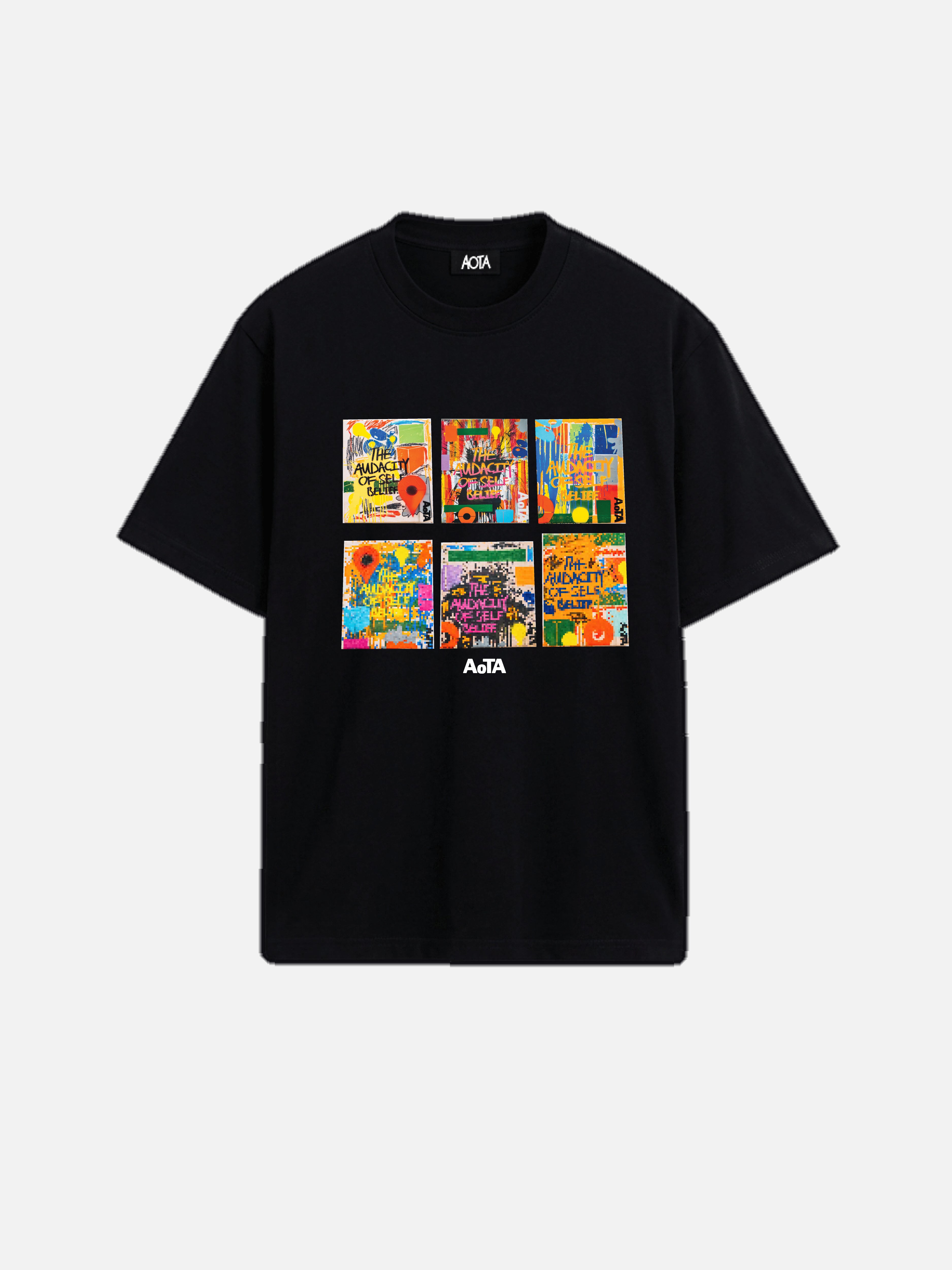 BLACK PAINTING GRID TEE
